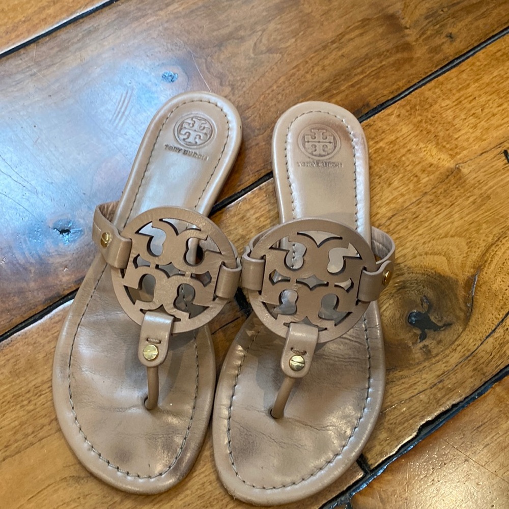 Size 7 Tory Burch Miller slides. Nude color